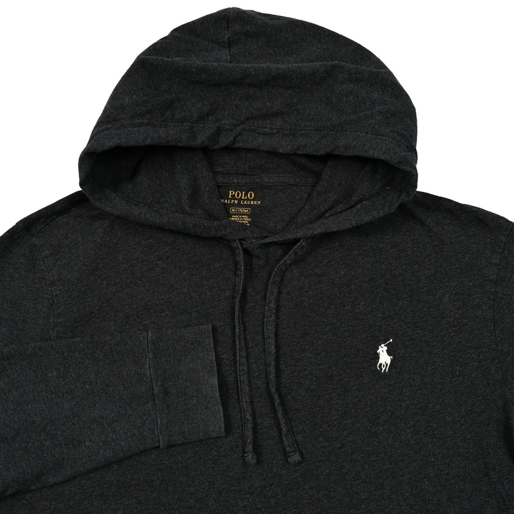 Polo Ralph Lauren T-Shirt‎ Men's Medium Heather Gray Long Sleeve Hoodie Preppy